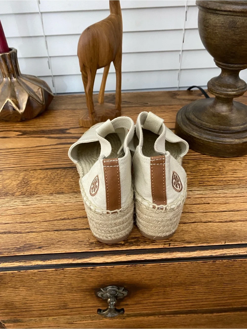 Tory Burch Neutral Beige Espadrille Wedge Sandals